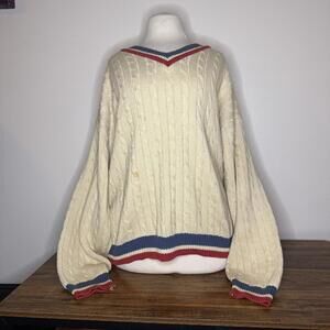 Vintage Christopher Rand Sweater with Striped Trim Medium STAINED